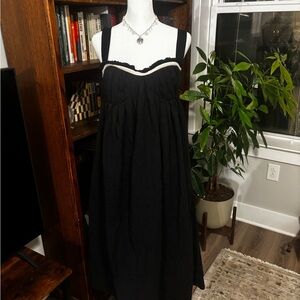 Free People Black Maxi Dress with Cream Trim